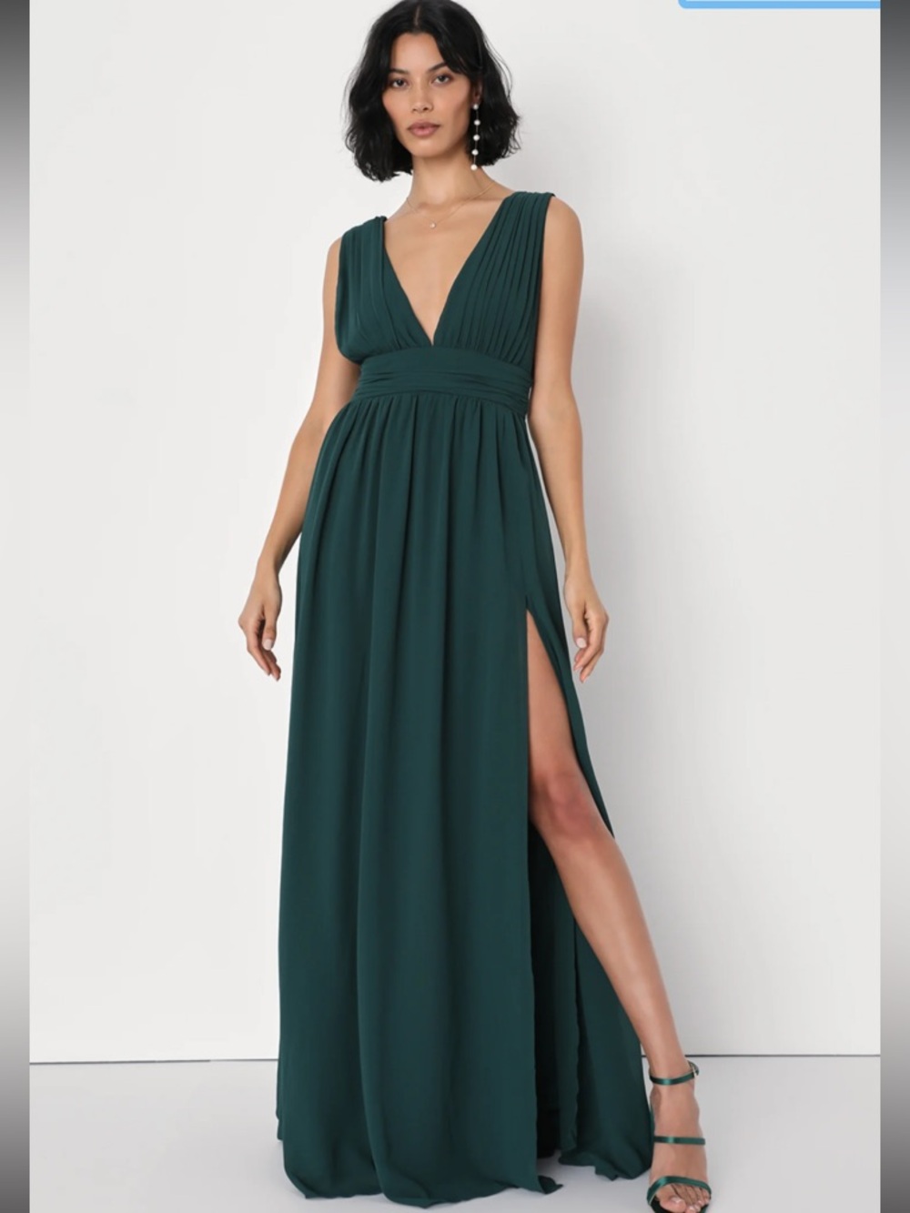 Lulu’s Heavenly Hues Forest Green Maxi Dress sz M